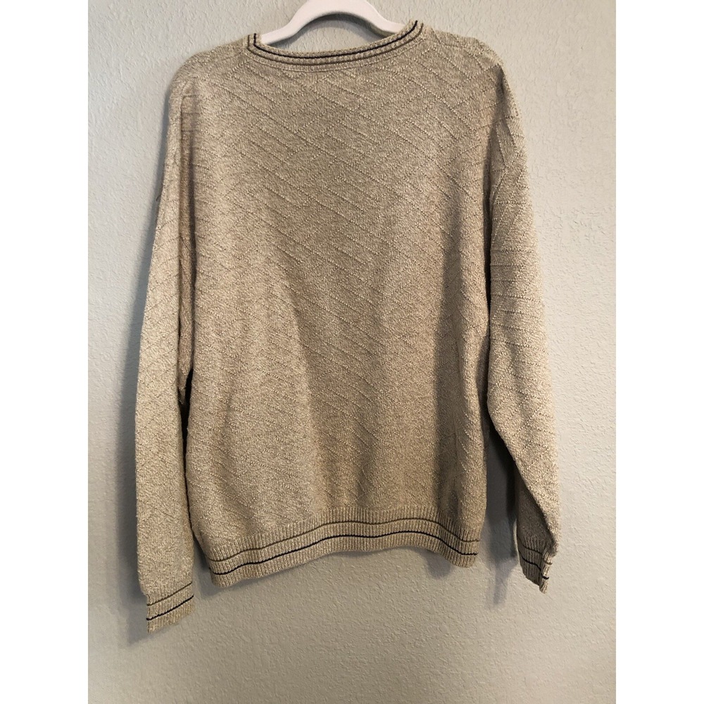Vintage Winona Mens Sweater XL Beige Pullover USA 90s‎ Golf Embroidered Grandpa - Picture 5 of 5